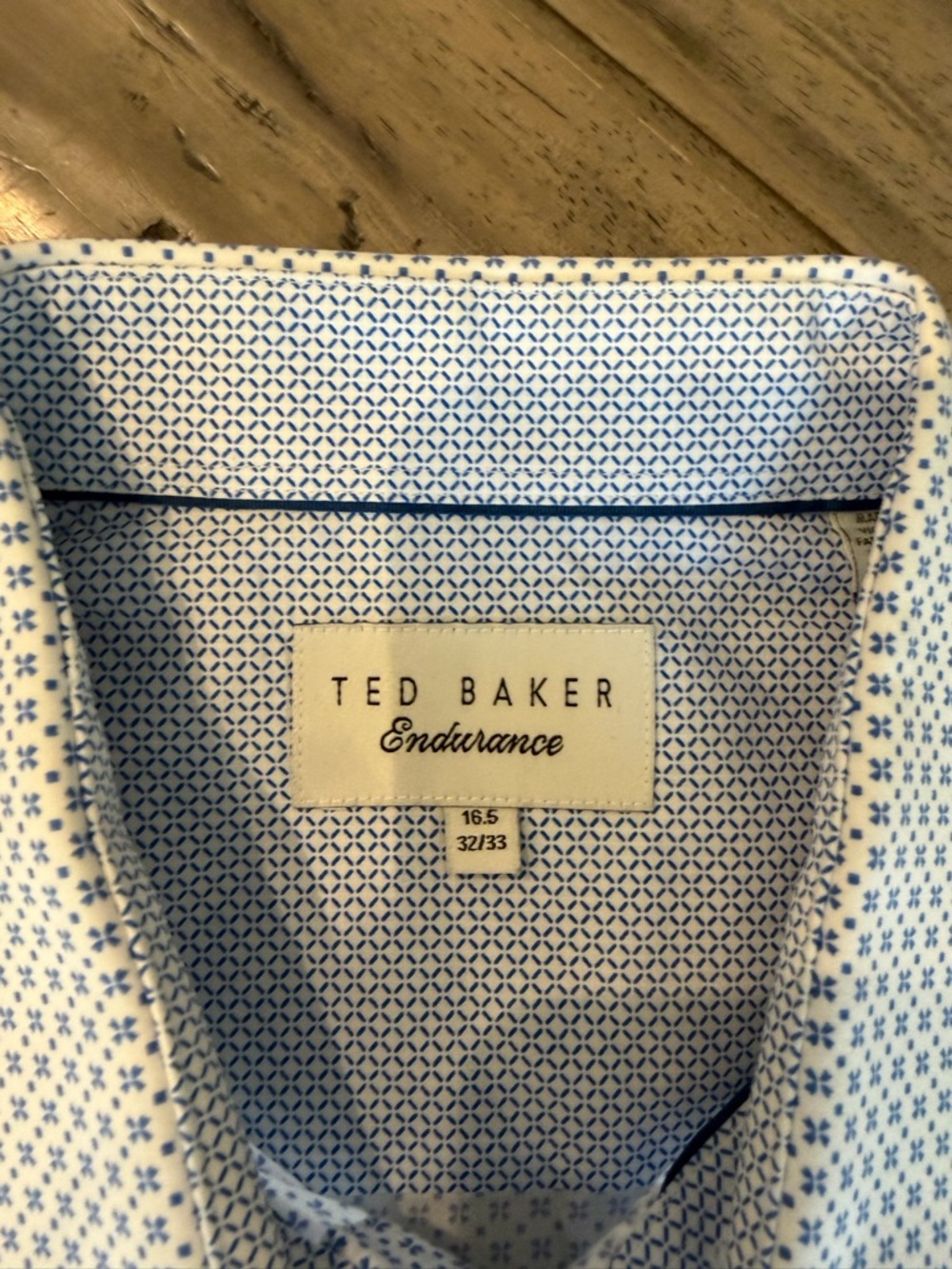 Ted Baker Light Blue Micro-Pattern Button-Down Shirt 16.5 32/33 - Picture 4 of 5